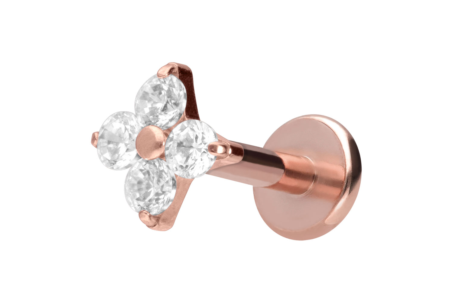 Titan Labret Piercing mit Innengewinde KRISTALLBLUME